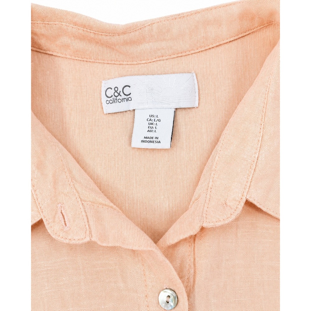 C&C California Peach Button-Front Midi Shirt Dress - Picture 3 of 11